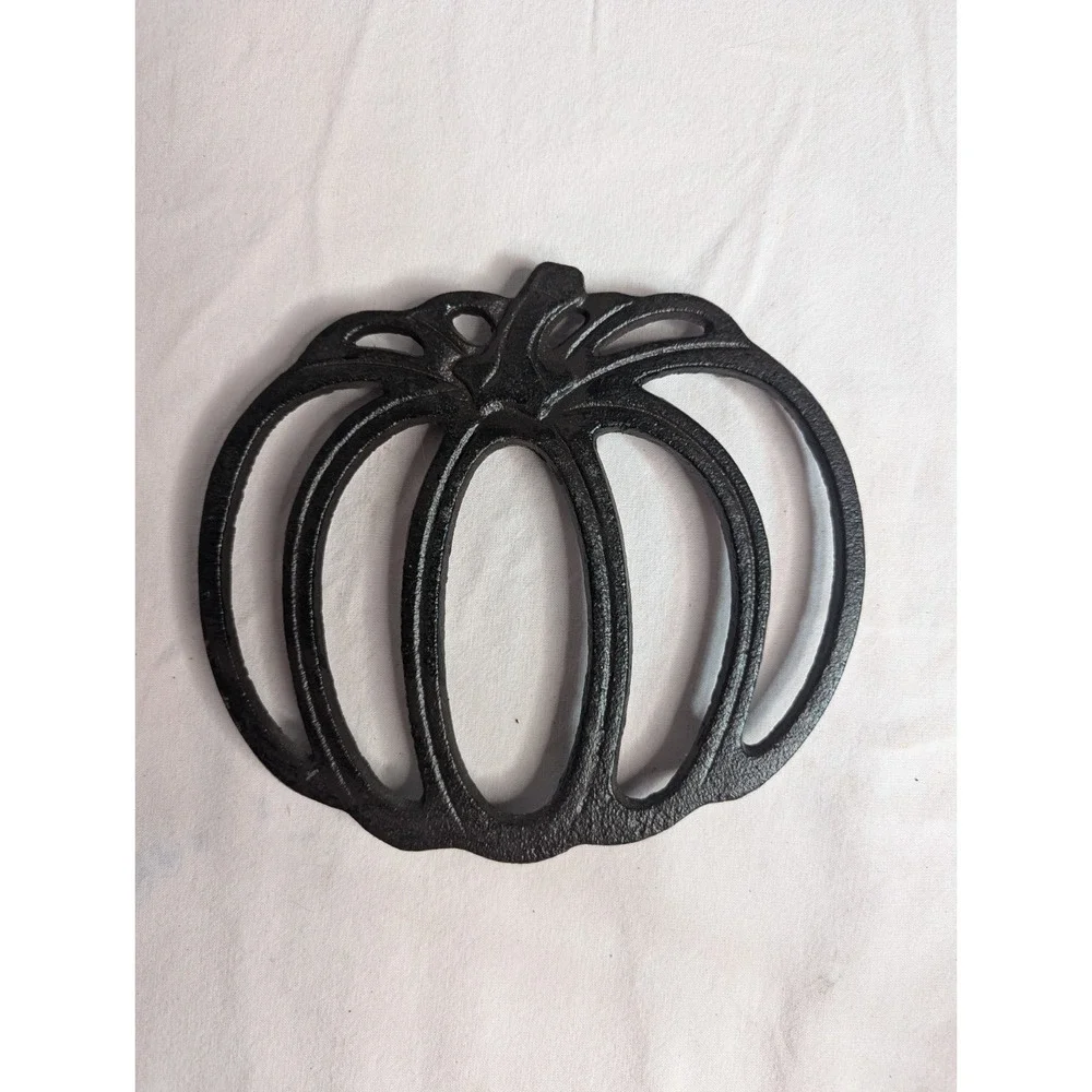 Vintage trivet cast iron metal open design Pumpkin shape‎